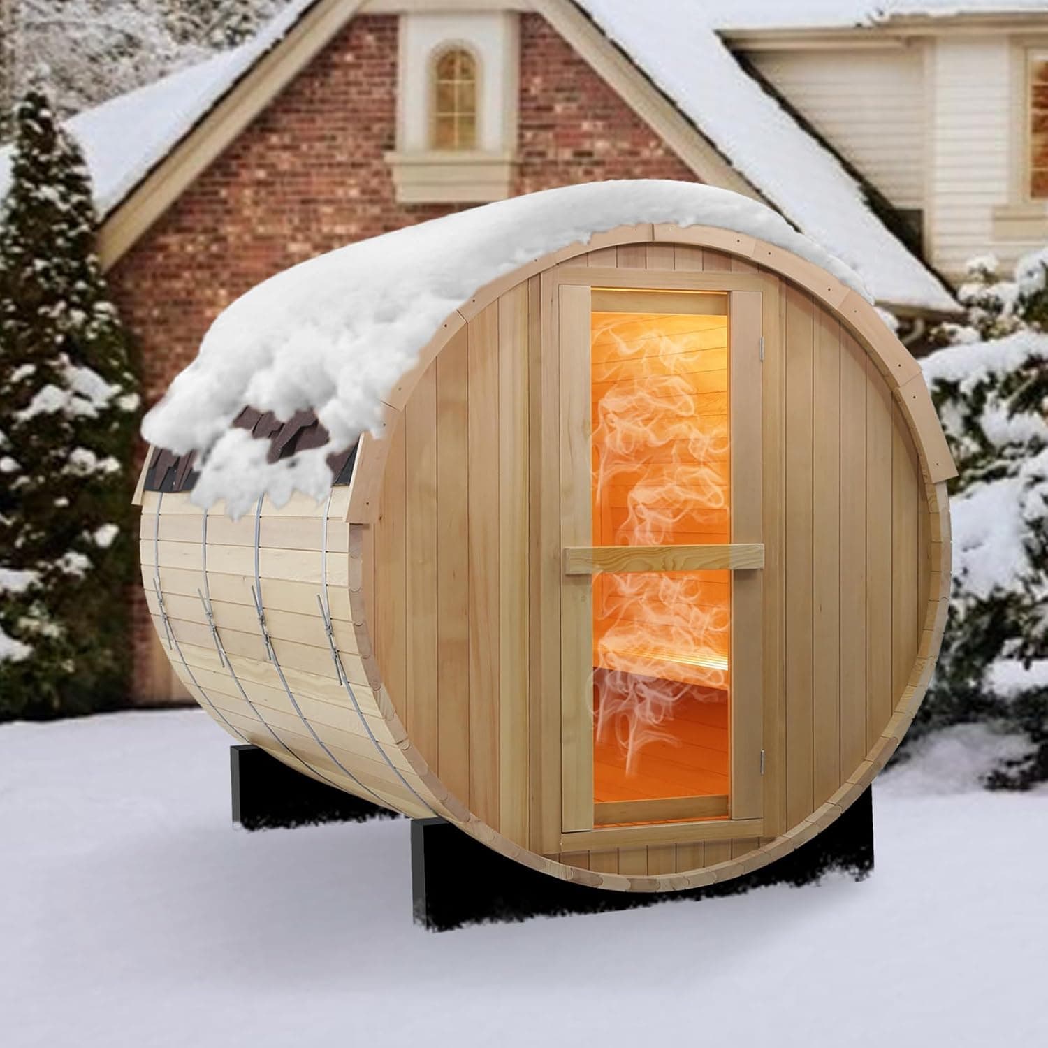 Smartmak 6-Person Canadian Hemlock Barrel Sauna